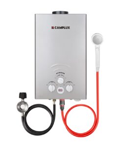 CAMPLUX Tankless Water Heater, 2.11GPM Portable Water Heater for Camping, 55,000 BTU Propane Hot Water Heater Outdoor, BW211G, Grey