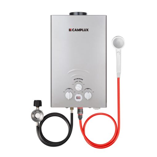 CAMPLUX Tankless Water Heater, 2.11GPM Portable Water Heater for Camping, 55,000 BTU Propane Hot Water Heater Outdoor, BW211G, Grey