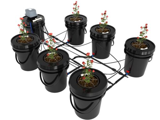 RDWC Top Feed Drip Hydroponics Systems 6 Buckets + Reservoir, Recirculating Deep Water Culture Hydroponic Bucket System, 5 Gallon Hydroponics Grow System Kit with Water Pump, Air Pump