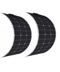 Aysolar 200 Watt Flexible Solar Panel 2 Pieces 100 Watt 12 Volt Monocrystalline Semi-Flexible Bendable Mono Off-Grid Charger for Marine RV Cabin Van Car Uneven Surfaces