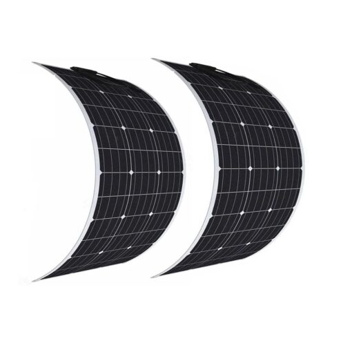 Aysolar 200 Watt Flexible Solar Panel 2 Pieces 100 Watt 12 Volt Monocrystalline Semi-Flexible Bendable Mono Off-Grid Charger for Marine RV Cabin Van Car Uneven Surfaces