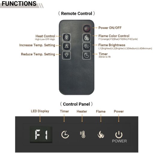30 inch Electric Fireplace, Ultra-Thin Electric Fireplace Inserts, Ultra-Narrow Frame, Wall Mounted and Recessed Fireplace, Log & Crystal, Touch Screen & Remote Control, 1500W - Image 2