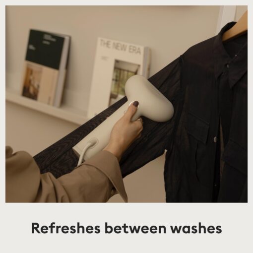 Steamery Handheld Clothes Steamer Cirrus 3, 1200W, US Plug, Heated Ironing Plate, Fast Heat Up, Garment Wrinkle Remover, Beige - Image 3