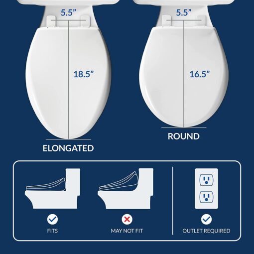 Bio Bidet Slim Two Electric Bidet Toilet Seat Elongated, Warm Water, Heated Seat, Night Light, Front and Rear Wash, Wireless Remote Control, White - Image 4
