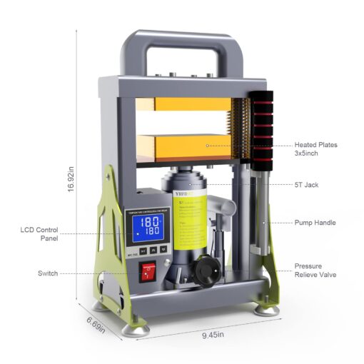 YIIFIISET 5 Ton Hydraulic Heat Press Machine with 3x5 inch Heated Plates,Auto Temperature Adjustment Heat Press - Image 7