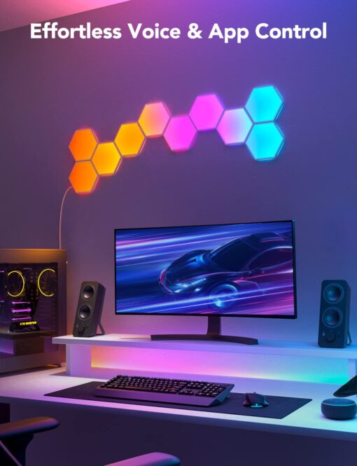 Govee Glide Hexa Light Panels, RGBIC Hexagon LED Wall Lights, Wi-Fi Smart Home Decor Creative Wall Lights with Music Sync, Works with Alexa Google Assistant for Indoor Decor, Gaming Decor, 10 Pack - Image 3