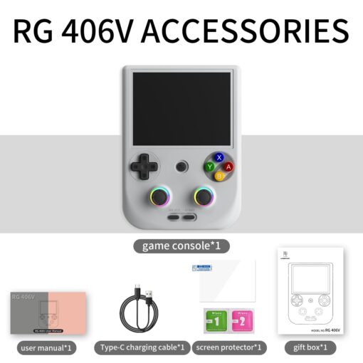 RG406V Handheld Game Console Preloaded Games RG 406V 4-inch IPS Multi-touch Screen Retro Game Console 128G UFS2.2 Android 13 Retro Emulator RG406V 5500mAh Battery 1080p DP Output WIFI Bluetooth Gray - Image 2