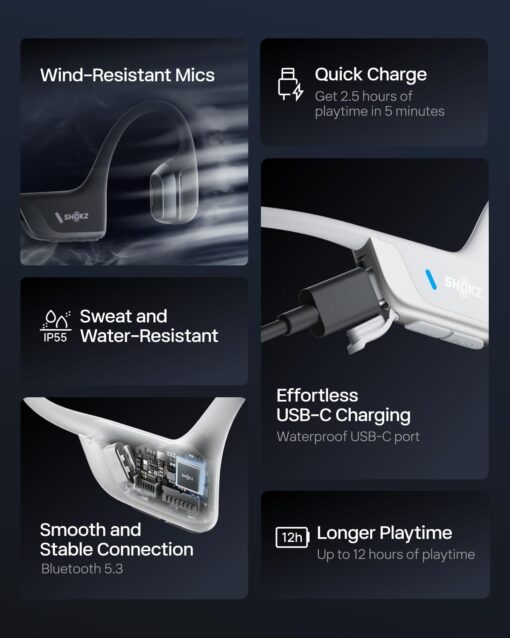 SHOKZ New OpenRun Pro 2 - Open-Ear, Bone Conduction Sport Headphones - with Reflective Strip - Sweat Resistant, Workout Headphones - Secure, Wireless, Comfortable Fit-Deep Bass and Smart Mic App - Image 3