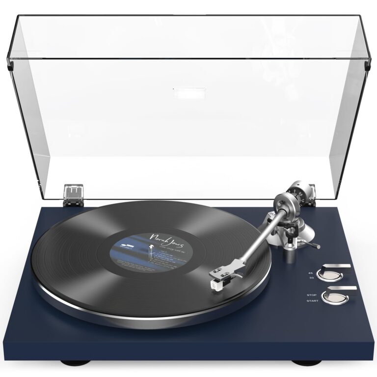 Turntables Belt-Drive Record Player with Wireless Output Connectivity Vinyl Player 33&45 RPM Speed Phono Line Output USB Digital to PC Recording ATN3600L MM Cartridge&Counterweight Dark Blue