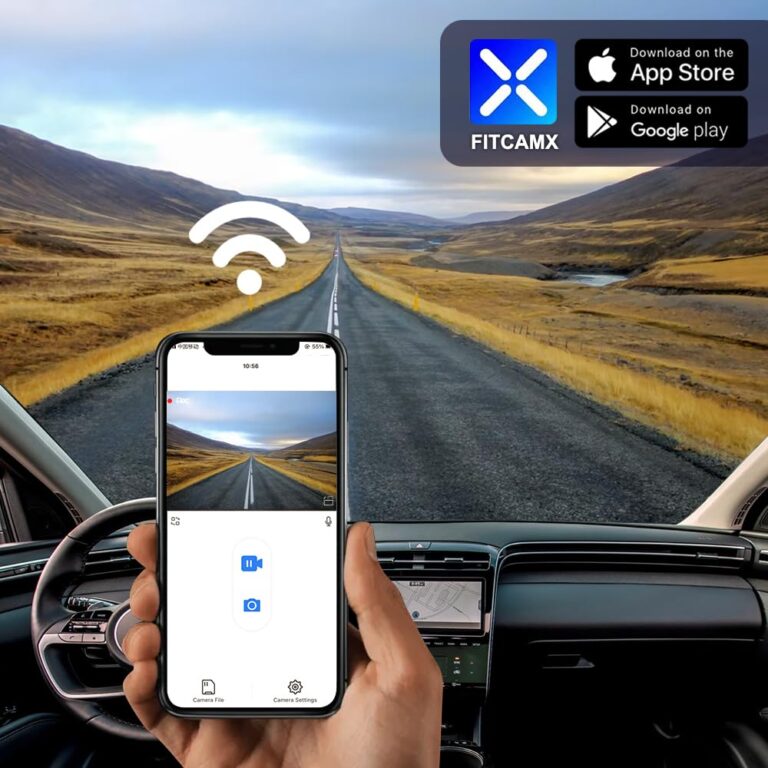 Fitcamx 4K Dash Cam Adapts for Hyundai Santa Cruz & Tucson 2022 2023 2024 2025 (Part NO#N9000) with Auto-Dimming, OEM Look, UHD 2160P Video, Built-in WiFi & APP, Loop Recording, G-Sensor, 64GB Card - Image 2