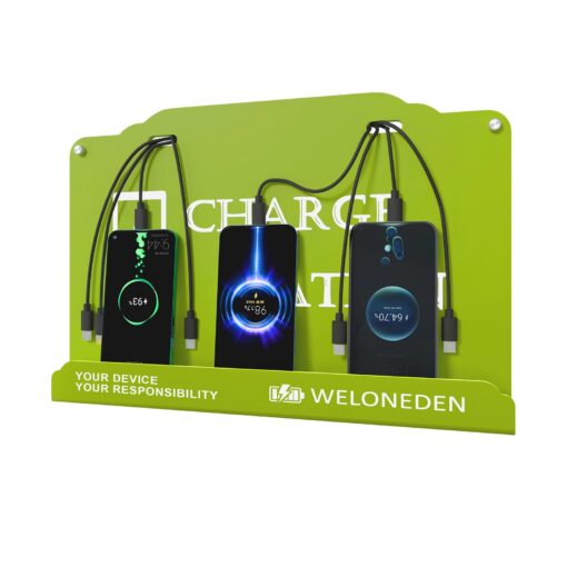Wall Mounted Cell Phone Charging Station Mobile Phone Charging Station | Fast Charging 8 Device | Compatible with iPhone ipad Smartphone Tablets Port | Great for Offices Hotel Hospital Airport (Green)