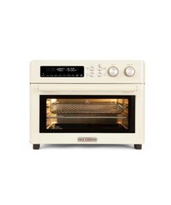 VAL CUCINA Retro Style Infrared Heating Air Fryer Toaster Oven, Extra Large Countertop Convection Oven 10-in-1 Combo, 6-Slice Toast, Enamel Baking Pan Easy Clean with Recipe Book, Almond Yellow Color