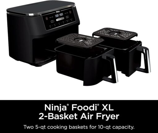 Ninja R-AD300CO Foodi 6-in-1 10-qt. XL 2-Basket Air Fryer with DualZone Technology, Black - Image 7