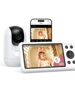 Momcozy Smart WiFi Baby Monitor with Camera and Audio, 5" 1080P Screen with Wall Mount, Motion & Cry Detection, Safe Fence, Clear Night Vision, 5000mAh Battery, 2-Way Talk, Photo & Video Recording