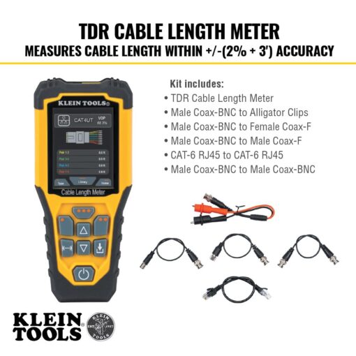 Klein Tools 501-915 Cable Tester, TDR Cable Length Meter Measures Electrical, Data, Two-Wire and Romex Cables, Includes Leads, Carrying Case - Image 12