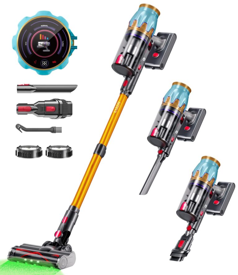 KARDV Cordless Vacuum Cleaner, 45Kpa/550W Stick Vacuum with Touch Screen, Max 65Mins Vacuum Cleaners for Home, Upgraded Green Light & Anti-Tangle Wireless Vacuum for Pet Hair/Carpet/Hardwood Floor