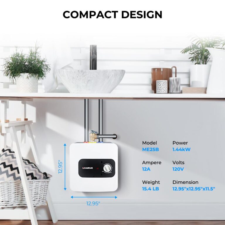 CAMPLUX Pro ME25B Mini Tank Electric Water Heater On-demand Water Heater 2.5 Gallons with Cord Plug 1.44kW at 120 Volts - Image 3