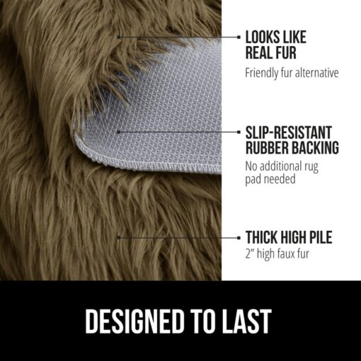 Gorilla Grip Fluffy Faux Fur Rug, Machine Washable Soft Furry Area Rugs, Rubber Backing, Plush Floor Carpets for Baby Nursery, Bedroom, Living Room Shag Carpet, Luxury Home Decor, 6x9, Brown - Image 9