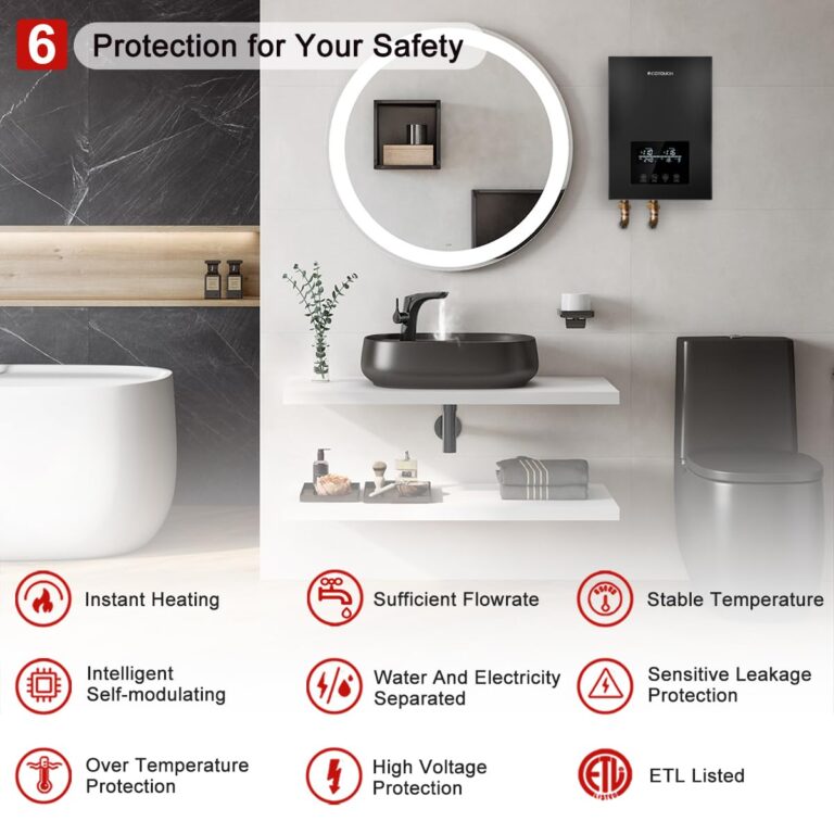 Tankless Electric,ECOTOUCH 9KW 240V On Demand, Self-Modulating Instant Hot Water Heater ECO90 Black - Image 7