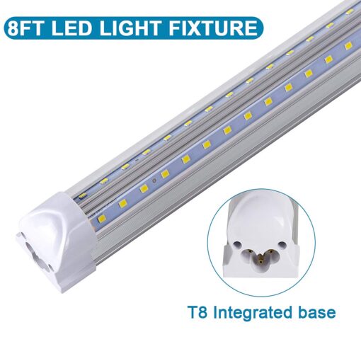douyidou (12-Pack) 8ft LED Shop Light Fixture, 100W 15000LM 6000K, Cold White, V Shape, Clear Cover, Hight Output, Linkable Shop Lights, T8 LED Tube Lights for Garage 8 Foot with Plug - Image 5