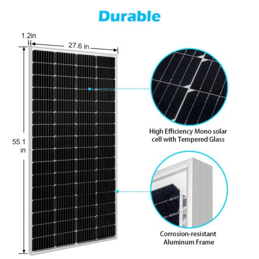 SUNGOLDPOWER Solar Panel 200W 24V Monocrystalline Solar Panel 200 Watt Solar Module Grade A Solar Cell, Black, SG200WM24 - Image 5