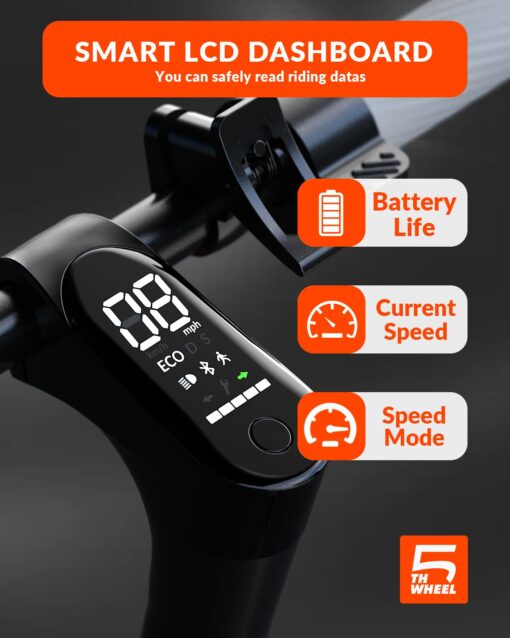 5TH WHEEL V20 Pro Electric Scooter, 10" Solid Tires, 350W Motor & 18 MPH, Turn Signals and Dual Brakes, APP Control & E-Lock, Portable and Foldable Commuter Electric Kick Scooter for Adults and Teens - Image 4