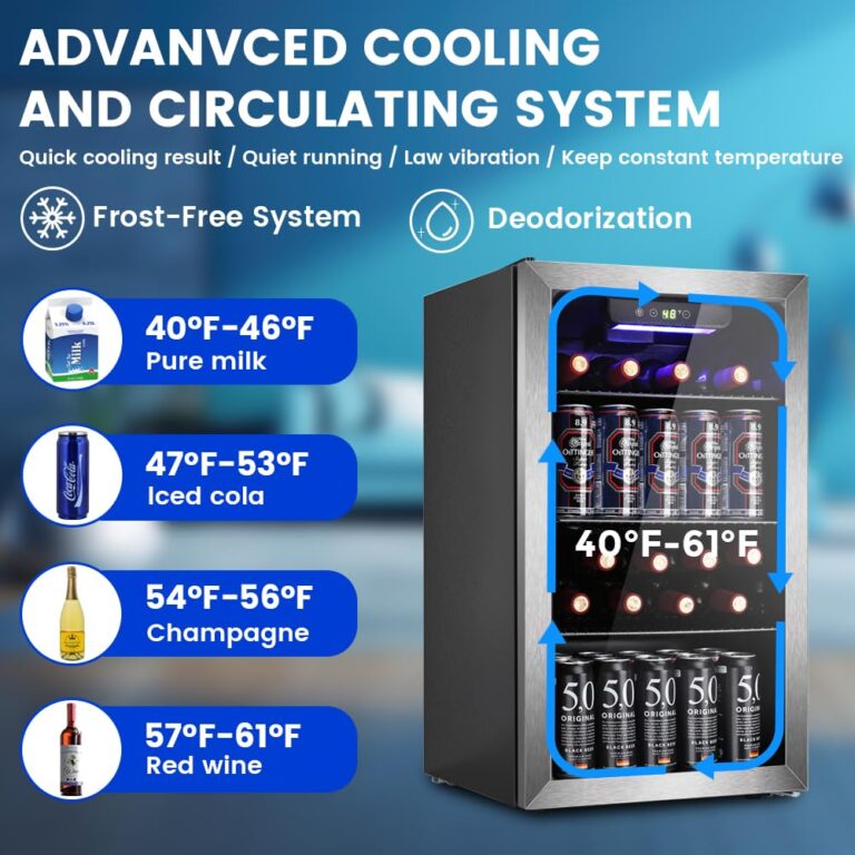 Electactic Wine Cooler 26 Bottle Beverage Refrigerator, Small Mini Wine Cellar Freestanding Wine Refrigerator for Red Wine & Beer Champagne 40-61℉Adjustable Temperature Quiet Mini Fridge(Black) - Image 4