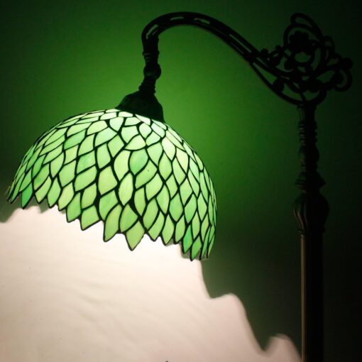 WERFACTORY Tiffany Lamp Floor Green Wisteria Stained Glass Arched Lamp 12X18X64 Inches Gooseneck Adjustable Corner Standing Reading Light Decor Bedroom Living Room S523 Series - Image 10
