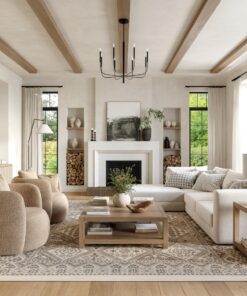 nuLOOM 8' Square Becca Traditional Tiled Area Rug, Becca Beige, Faded Transitional Design, Stain Resistant, for Bedroom, Dining Room, Living Room, Hallway, Office, Kitchen, Entryway