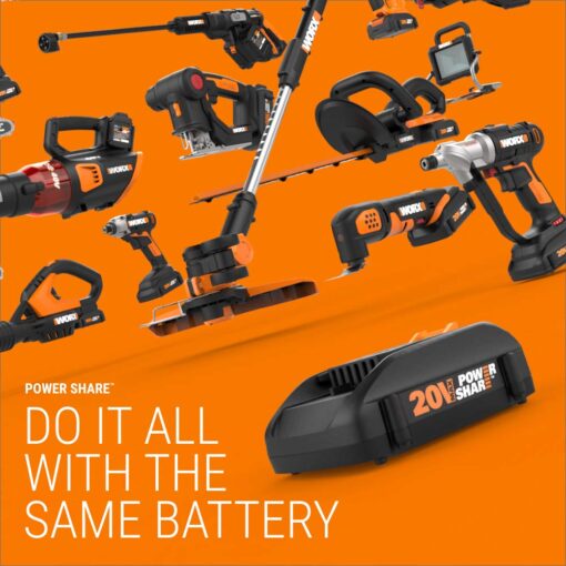 WORX 20V Power Share 4" Cordless Shear and Shrubber Trimmer Bundle with Battery & Charger - Image 6