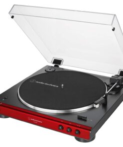 Audio-Technica AT-LP60XBT-RD Fully Automatic Belt-Drive Stereo Turntable, Red/Black, Bluetooth, Hi-Fi, 2 Speed