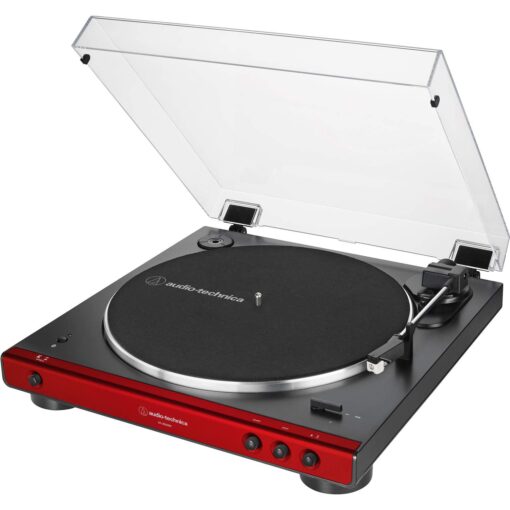 Audio-Technica AT-LP60XBT-RD Fully Automatic Belt-Drive Stereo Turntable, Red/Black, Bluetooth, Hi-Fi, 2 Speed