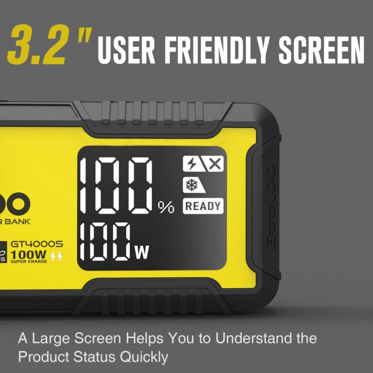 GOOLOO GT4000S Jump Starter 4000A Car Jumper Starter (Up to 10L Diesel 12L Gas Engines), 100W Fast-Charging Lithium Jump Box, SuperSafe Portable Car Battery Charger Power Bank for 12V Vehicles, Yellow - Image 5
