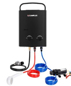 CAMPLUX 5L Portable Propane Gas Tankless Water Heater, 1.32 GPM Tankless Water Heater With 1.2 GPM Water Pump, Black