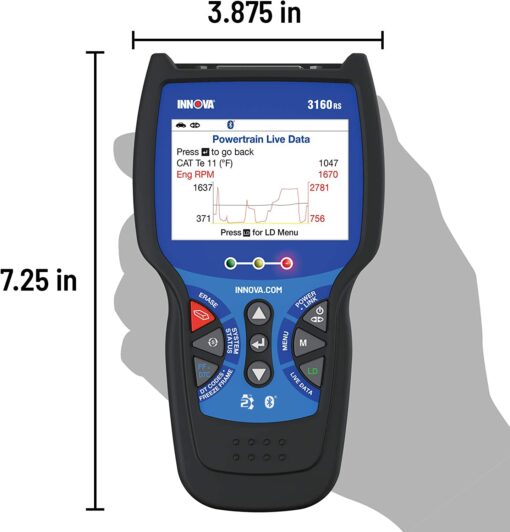 INNOVA 3160RS OBD2 Scanner, ABS Brake Bleeder, ABS SRS Engine Transmission Diagnoses, Airbag Light Reset, Car Battery Tester & Alternator Tester, Battery Reset, Fix & Parts Recommendations - Image 5