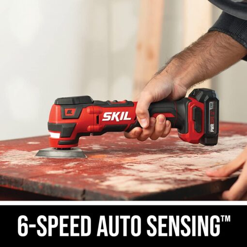 SKIL 5-Tool ComboKit: PWRCore 12 Brushless 12V Drill Driver, Impact Driver, Oscillating MultiTool, Area Light and Bluetooth Speaker, Includes Two 2.0Ah Lithium Batteries and PWRJump Charger - CB736801 - Image 9