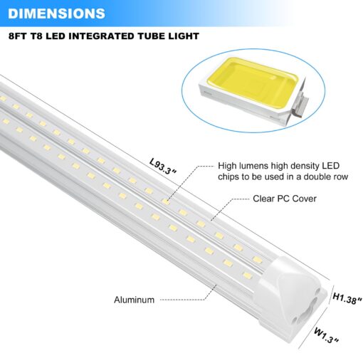 Phiwicsh 8FT LED Shop Light 10 Pack, Hanging/Surface Mount 6000K/White Light LED Tube Light, Plug & Play 72W 11520LM Super Bright High Output T8 LED Ceiling Lighting, Linkable Shop Lights for Garage - Image 8