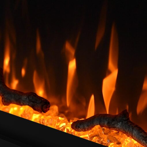 30 inch Electric Fireplace, Ultra-Thin Electric Fireplace Inserts, Ultra-Narrow Frame, Wall Mounted and Recessed Fireplace, Log & Crystal, Touch Screen & Remote Control, 1500W - Image 3