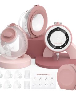 Momcozy Breast Pump V1 Pro Hospital-Grade, Hands-Free & Portable Wearable Pump, Upgraded Electric Pump with 3 Fine-Tuned Rhythms|15 Levels, Come with Leak-Proof DoubleFit Flange, Cozy Red.