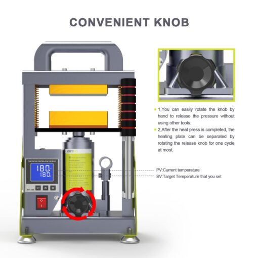 YIIFIISET 5 Ton Hydraulic Heat Press Machine with 3x5 inch Heated Plates,Auto Temperature Adjustment Heat Press - Image 4