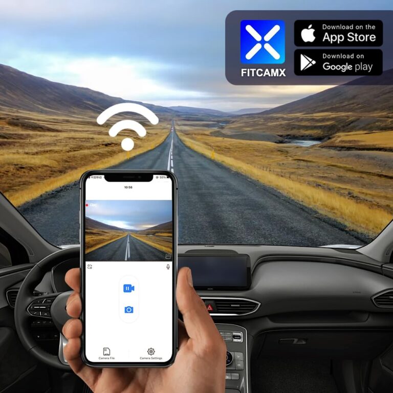 Fitcamx Front 4K+Rear 1080P Dash Cam Adapts for Hyundai Santa Fe 2021 2022 2023 Part No# S2500 (Has Auto-Dimming), OEM Look, Dual Loop Recording, Built-in WiFi & APP, G-Sensor, Easy to Use, 128GB Card - Image 3