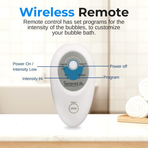 Portable Spa Bubble Bath Massager - Thermal Spa Waterproof Non-Slip Mat with Suction Cup Bottom, Motorized Air Pump & Adjustable Bubble Settings - Remote Control Included - Serenelife AZPHSPAMT22 - Image 5