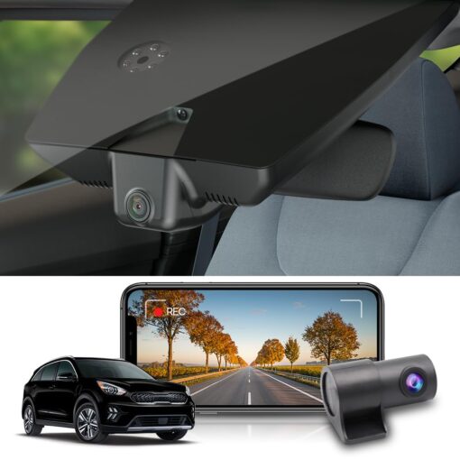 Fitcamx Front 4K+Rear 180P Dash Cam Suitable for Kia NIRO 2017-2022 & NIRO EV 2019-2022 FE Touring EX Premium LX S EX (G5000), OEM Look, Dual Loop Recording WiFi, G-Sensor, Easy to Use, 128GB Card