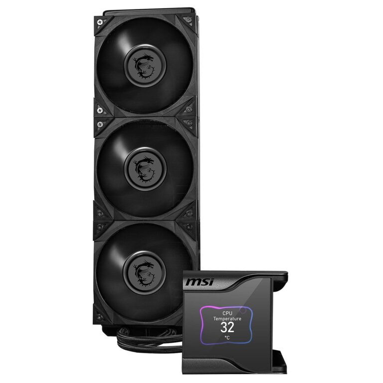 MSI MEG CORELIQUID S360 AIO CPU Liquid Cooler - 2.4" IPS Display, 7th Gen Asetek Pump, VRM Fan, 3 x Silent Gale P12 Fans, Evaporation-Proof Tubing, MSI Center Customizable - AMD & Intel Compatible - Image 2