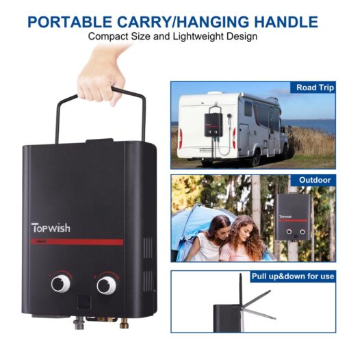 TOPWISH Portable Propane Water Heater Black - Image 6