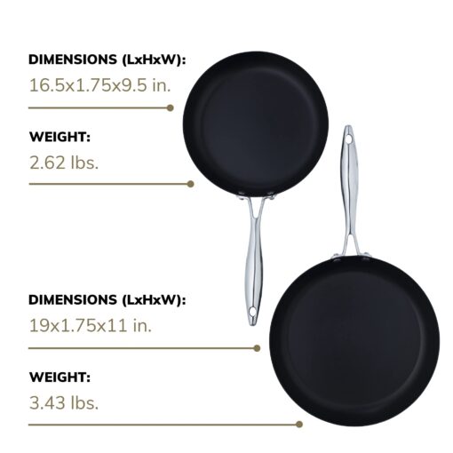 Scanpan Professional Fry Pan Set - Includes 9.5” & 11” Fry Pans - Easy-to-Use Nonstick Cookware - Dishwasher, Metal Utensil & Oven Safe - Made in Denmark - Image 4
