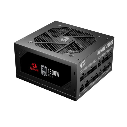 Redragon PSU018 80+ Platinum 1300 Watt ATX 3.0 Fully Modular Power Supply, 80 Plus Certified, 100% Japanese Capacitors & Low Noise Smart-ECO 0 RPM Fan, Full Mod Cables w/12VHPWR Cable, Black - Image 2