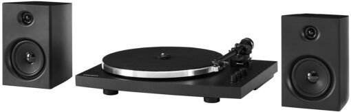 Crosley T150B-BK Modern 2-Speed Bluetooth Turntable System with Variable Weighted Tone Arm and Stereo Speakers, Black