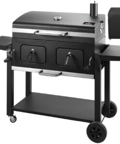 Charcoal Grill Outdoor BBQ Grill, Extra Large Cooking Area 794 Square Inches with Two Individual & Adjustable Charcoal Tray, Foldable Side Tables for Outdoor Cooking Backyard Camping Picnics By DNKMOR