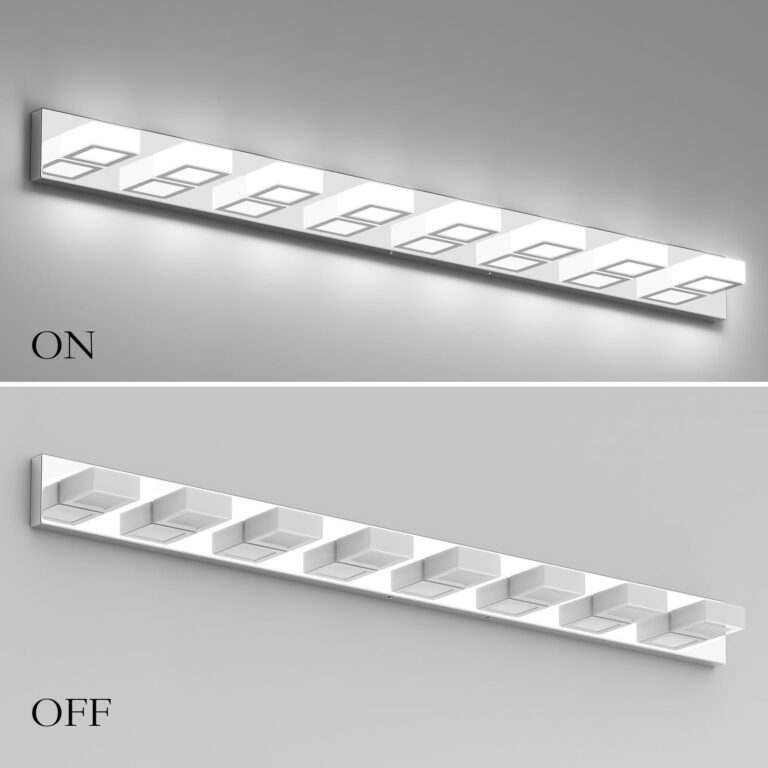 Ralbay 52" Modern Chrome Vanity Lights 8 Lights Acrylic Stainless Steel LED Vanity Light Fixtures Chrome Bathroom Lighting Over Mirror - Image 2